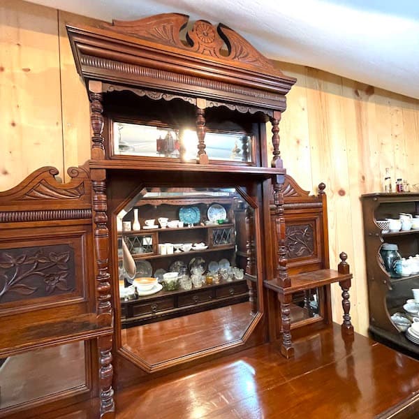関西限定　送料別　アンティーク　ミラー付きサイドボード　飾り棚　キュリオケース