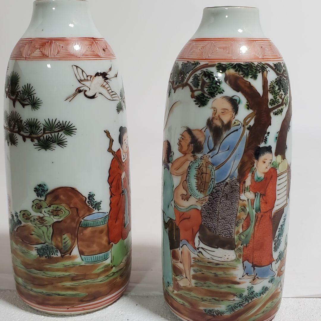 渋草色絵徳利 徳丸銘 ２本