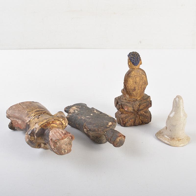 仏教美術　木彫など　懐中仏　仏像　人物像　4点まとめて　M　R7450