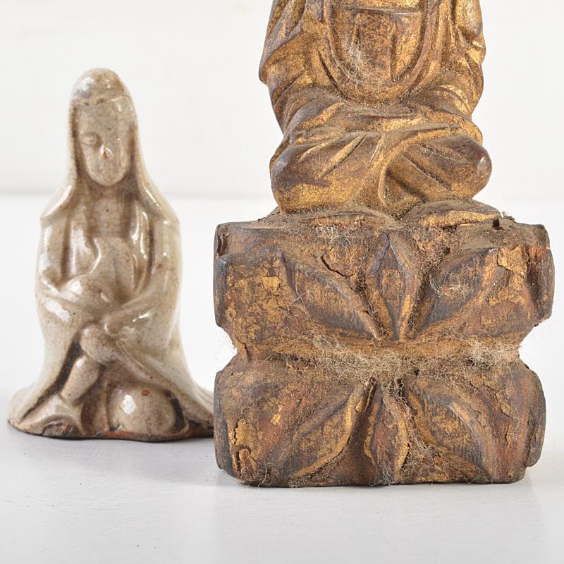 仏教美術　木彫など　懐中仏　仏像　人物像　4点まとめて　M　R7450