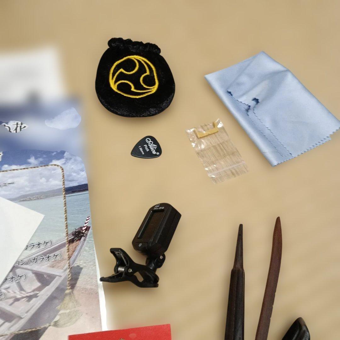 127,沖縄三線本体 ヘビ皮模様 付属品付き