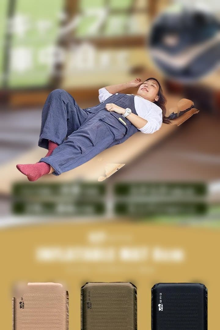 WAQ インフレータブル式マット 8cm　オリーブ・タン　2個セット　中古