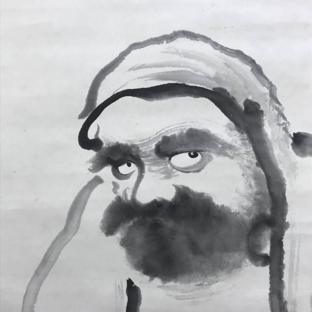 真作/小野鐘山/達磨画賛/人物図/ダルマ図/大幅/掛軸☆宝船☆AH-646