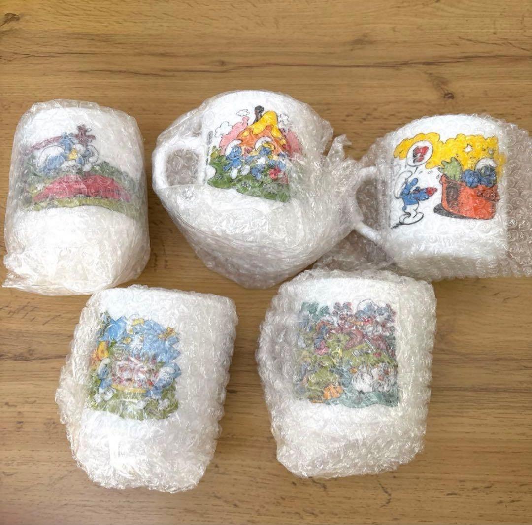 お値引き中！　レア アルコパル スマーフ ミルクガラス マグ ５個 セット 新品