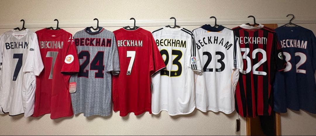 【完全正規品】 ベッカム歴代ユニ8枚 95/96-12/13英代表タグ付証明書有