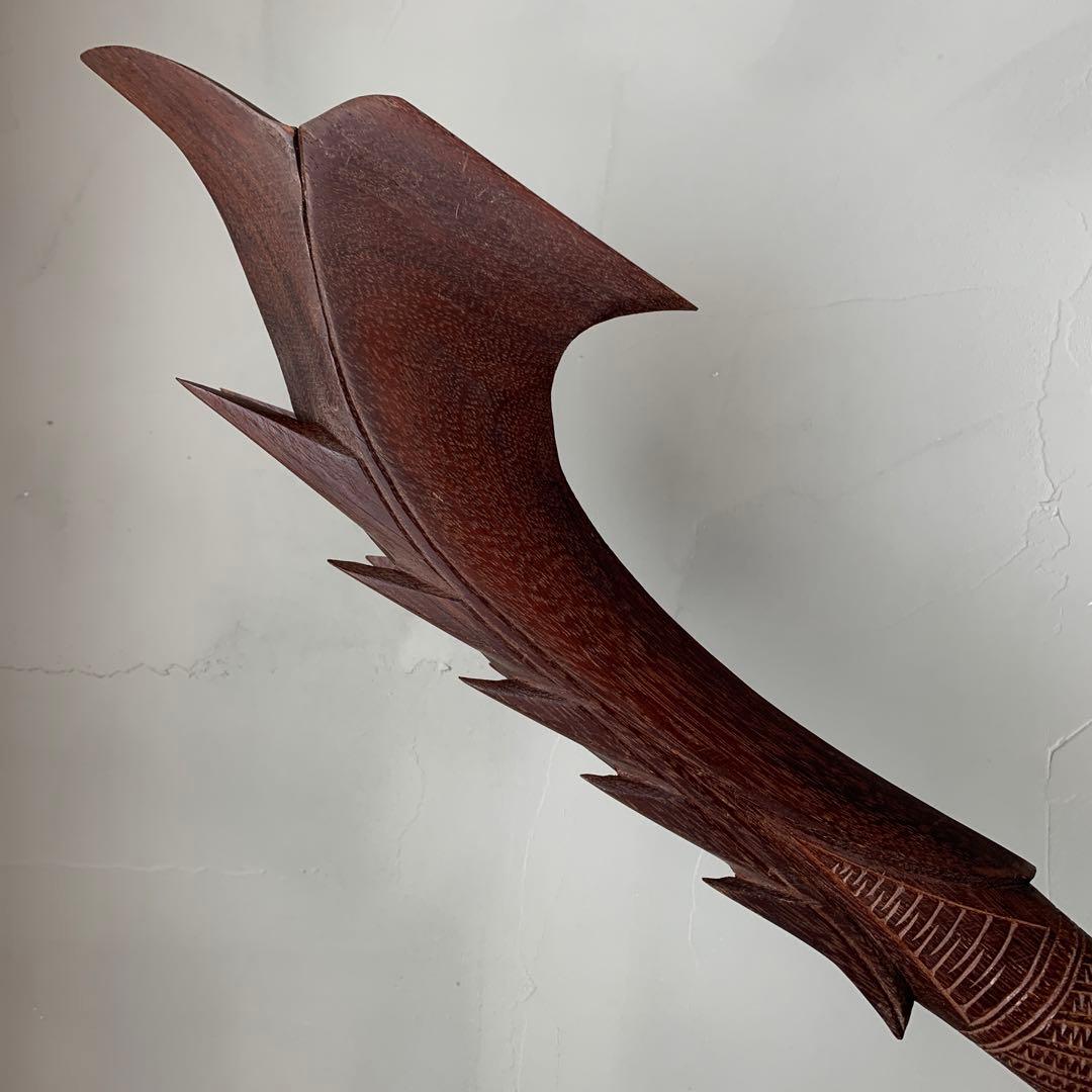 木製　木彫り　棍棒　サモア　刀掛け　土台つき　ニフォ・オティ　武器　コスプレ