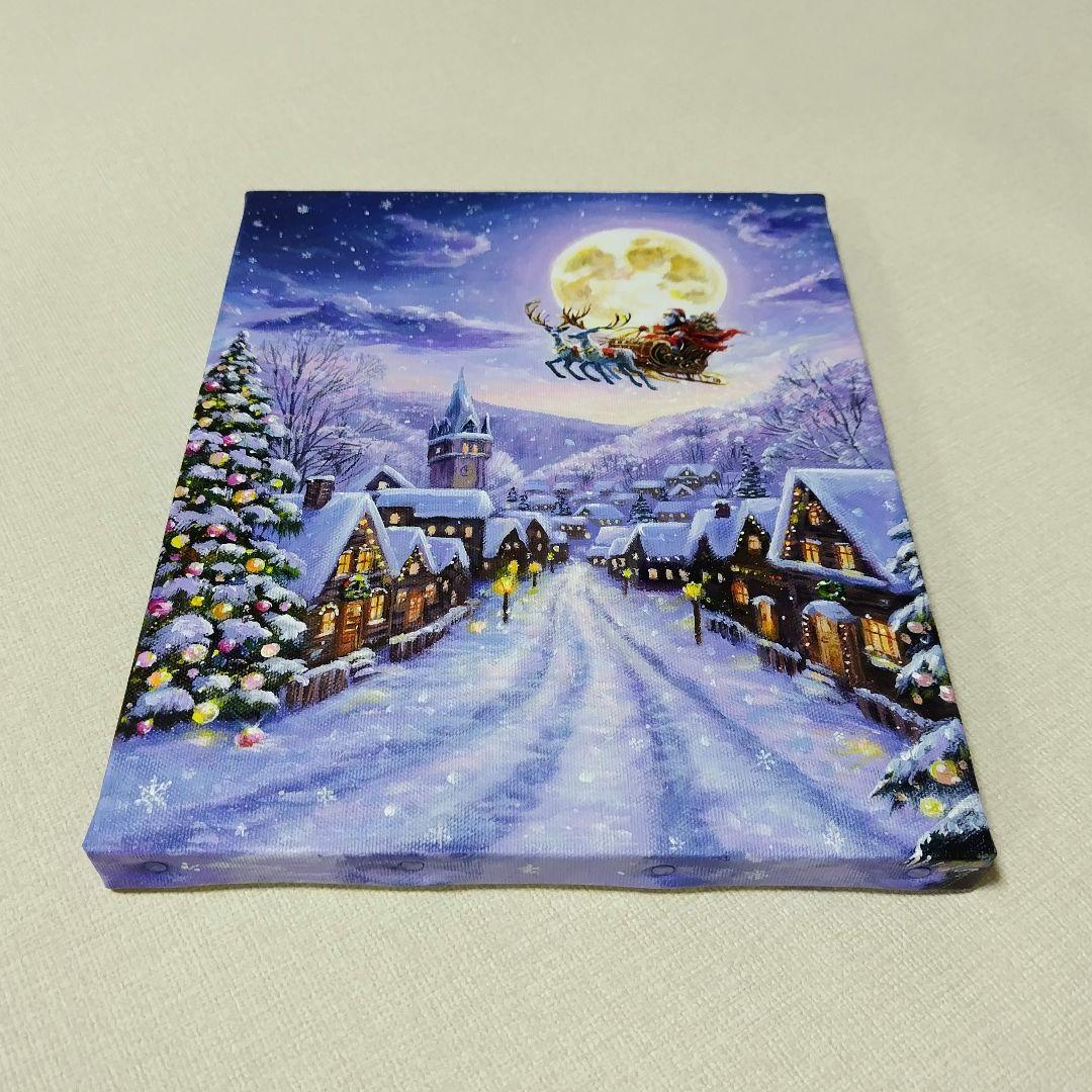 む*ん様 【雪の降る町】アクリル画 F3 風景画 絵画