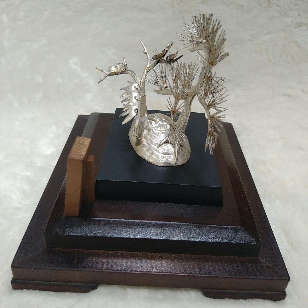 純銀製 松竹梅置物 開運