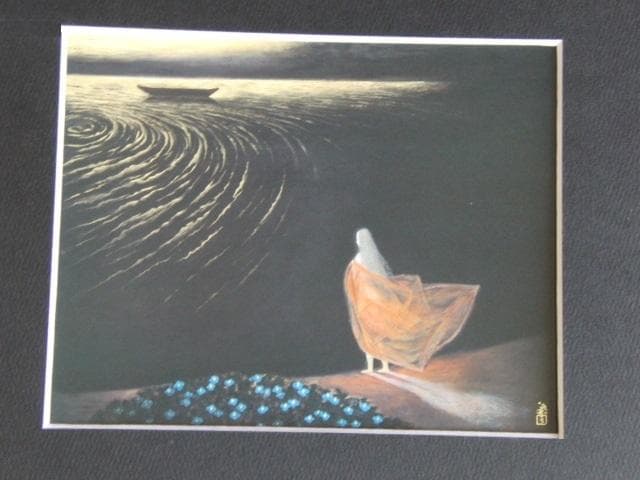 守屋多々志、【深淵（和泉式部）】、希少な額装用画集より、新品額装付、状態良好