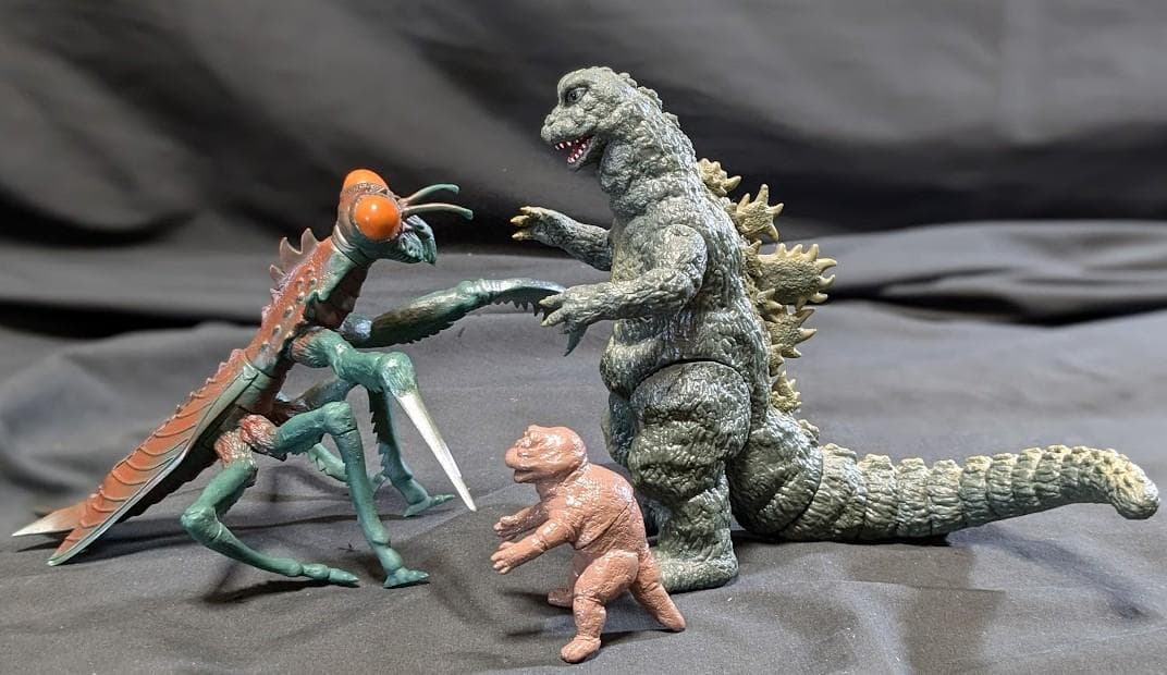 ゴジラ＆ミニラ＆カマキラス「ゴジラの息子」（Ｙ・ＭＳF）ソフビ３体セット