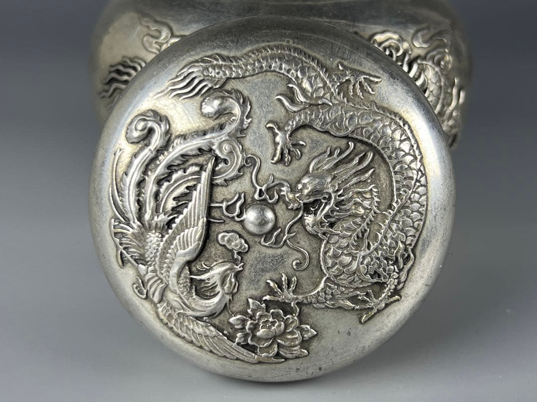 中国古美術 茶道具 小物入れ 置物 龍鳳紋 乾隆年製在銘 浮き彫り 厚重 美品
