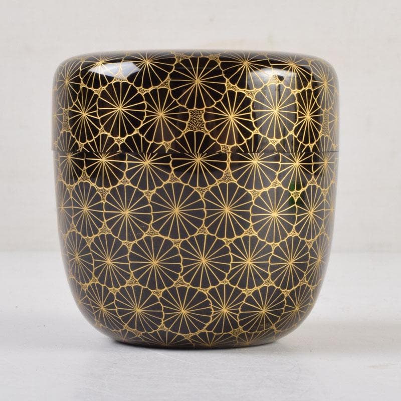 Gojyo　輪島塗　前志芸男作　沈金菊文様　棗　共布共箱　V　9152