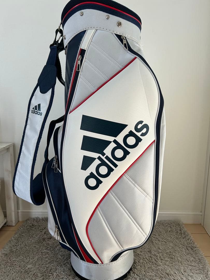 adidas キャディバッグ ホワイト/ネイビー　9.0型