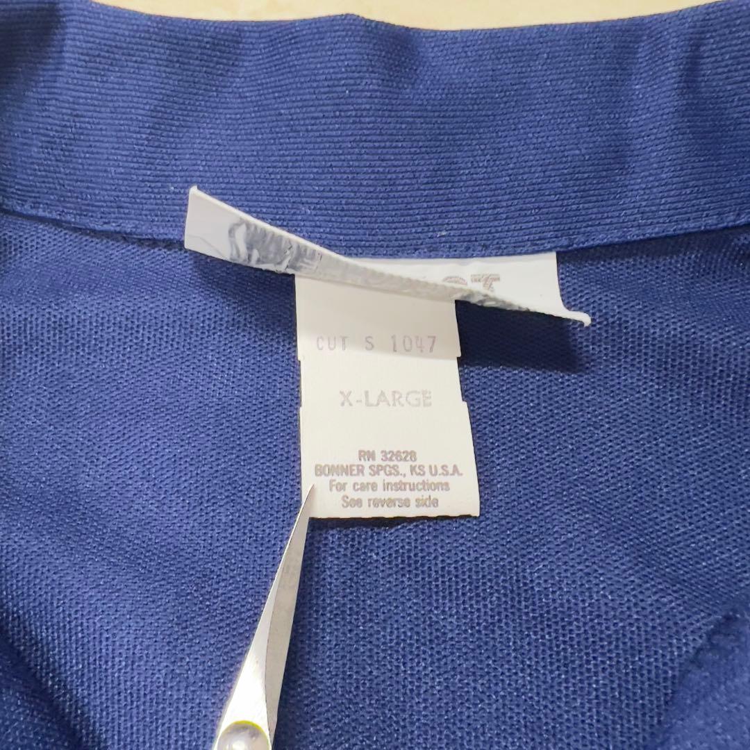 70s ボーリングシャツ USA製 青 チェーンステッチ XL開襟シャツ