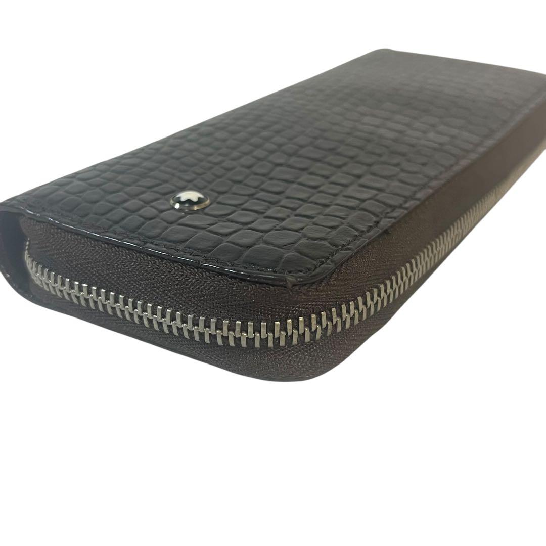 【美品】モンブラン 本革 クロコ型押し ペンケース ファスナー