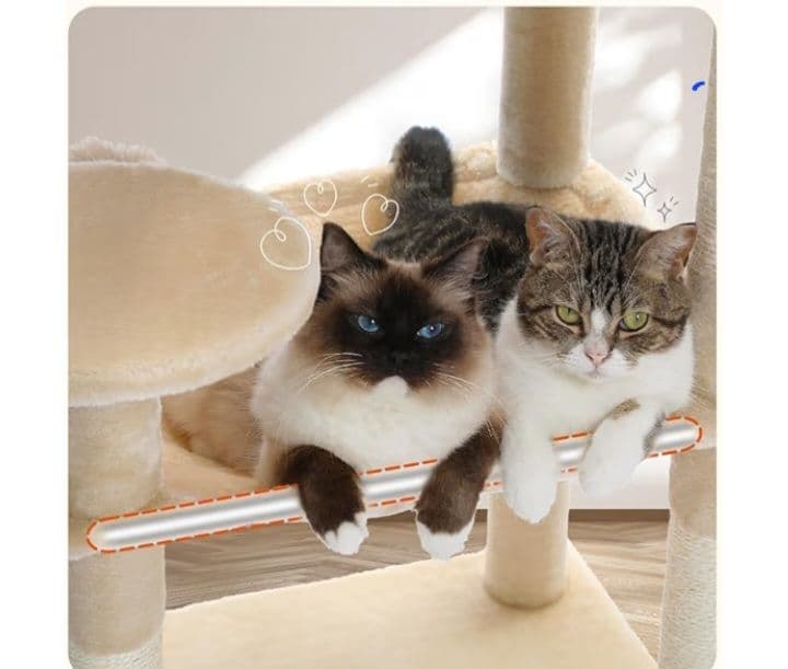 キャットツリー 大型猫用 ハンモック付 ベージュ　つ324