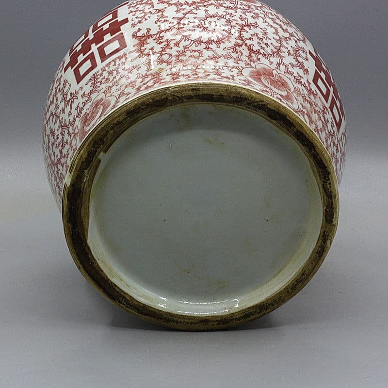 中国美術 四喜紅将軍缶 景徳鎮 陶磁器 装飾品 現代工芸品 美術品 置物