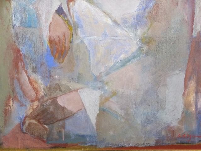 現代アート　斎藤静輝　直筆サイン『女の像』キャンヴァスに油彩 0418N