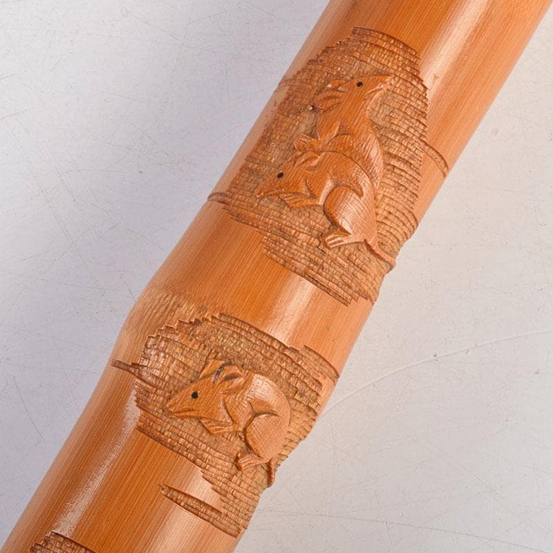 古竹　吉明刀　人物鼠彫　杖　長さ約87cm　V　R9068