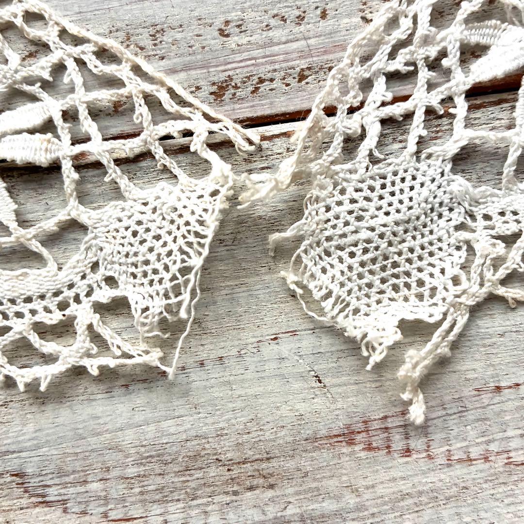 フランスアンティークレース　ボビンレース　付け襟　インテリア雑貨　手芸雑貨