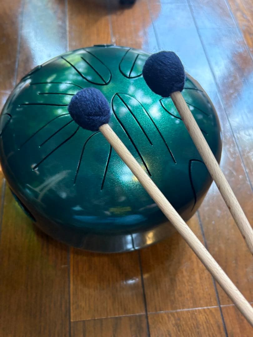 さざなみドラム(小型) グリーン　A=440Hz マレット、ケース付き