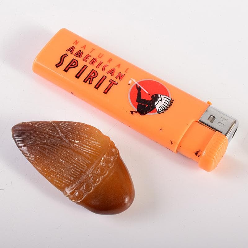 中国　玉石彫刻　筍　根付　C　7932E