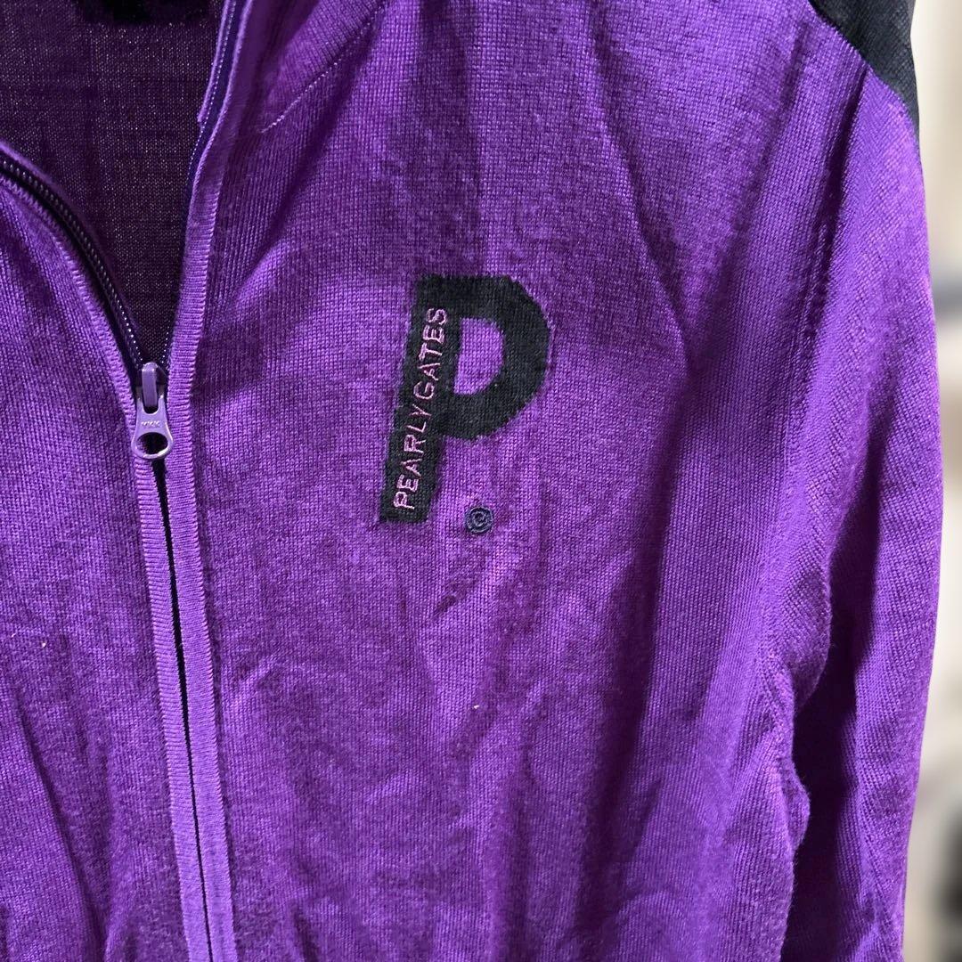 PEARLY GATES ジップアップニット紫色