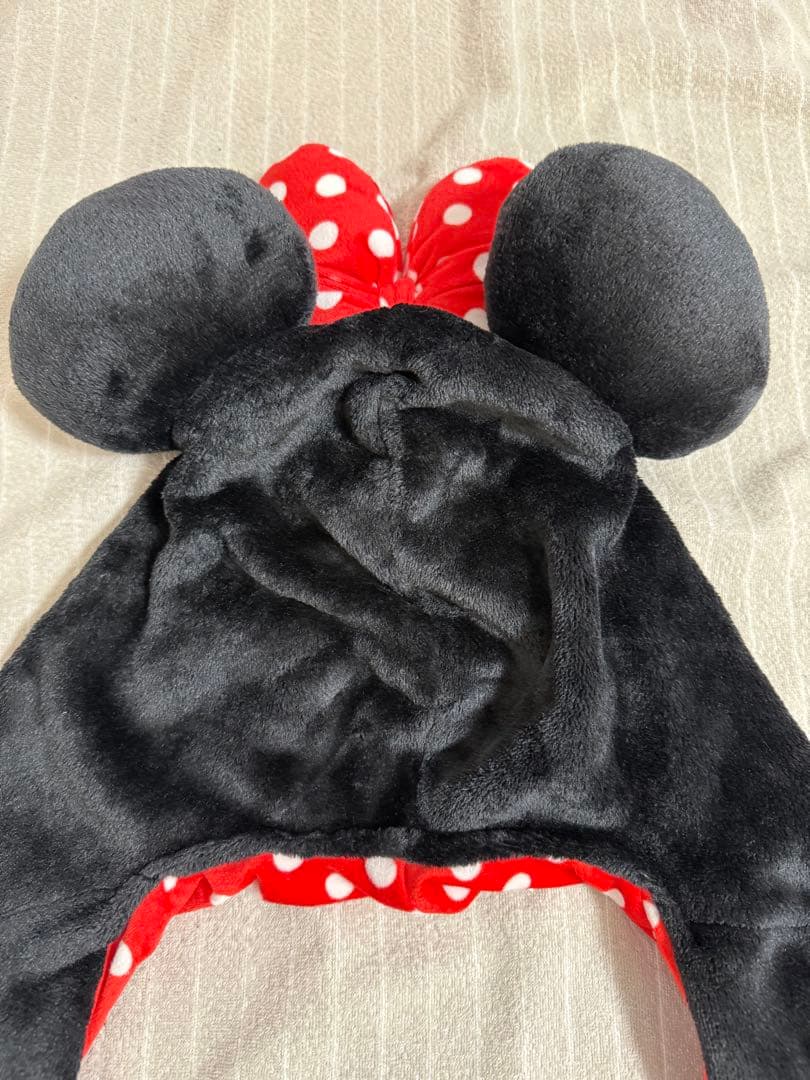 ミニーマウス　耳付きキャップ　マフラーキャップ