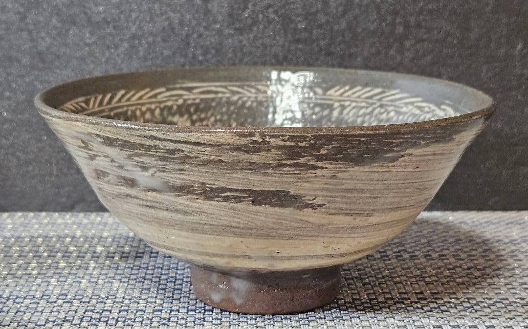 【名碗❗】朝鮮古美術　朝鮮古陶磁　韓国古陶磁器　李朝花三島　刷毛目　茶碗　茶道具