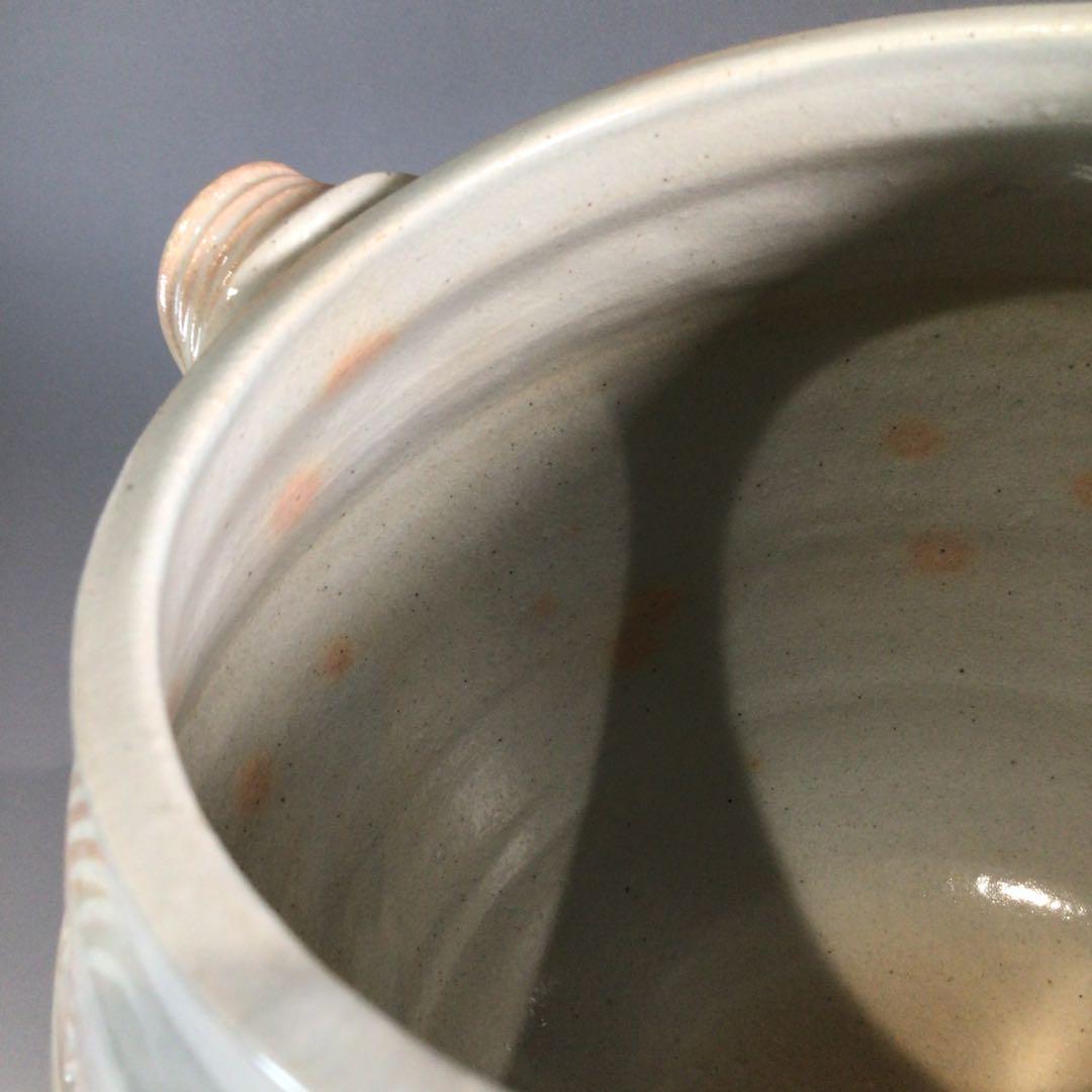 Ｐ６８８　水指　『平安　陶楽造』『御本手三島』『耳付水指』　共箱　茶道具