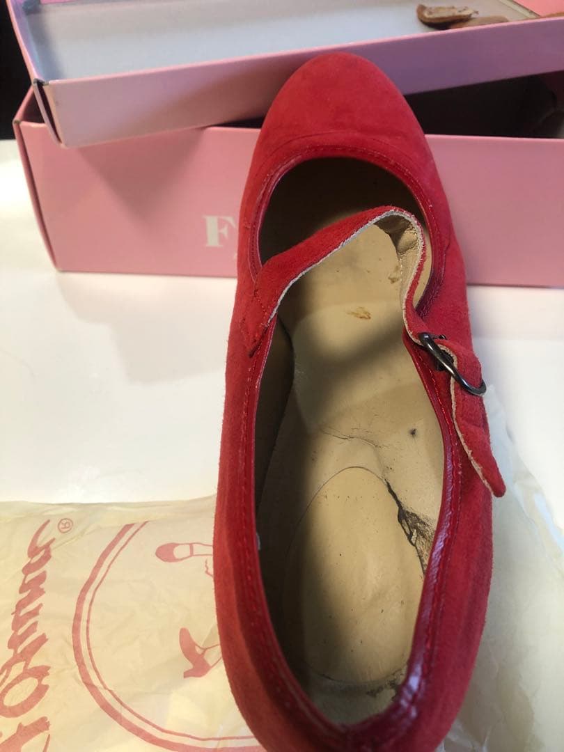 フラメンコ靴 39 オスーナプロベルトスエード赤