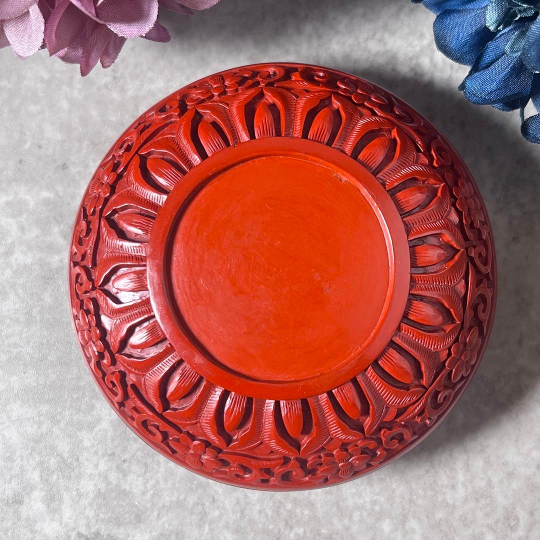 中国【文化大革命時代】堆朱 香合 印合　堆刻　工芸品