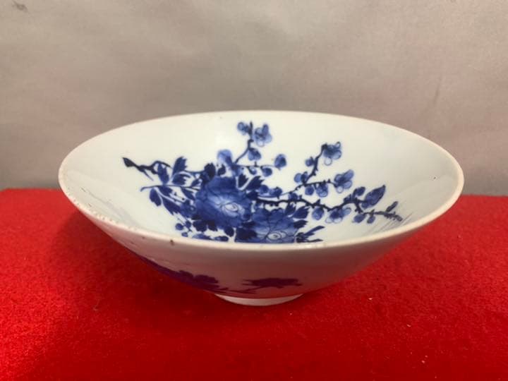 中国古美術　清朝染付け茶碗　茶道具　染付け　西き-6