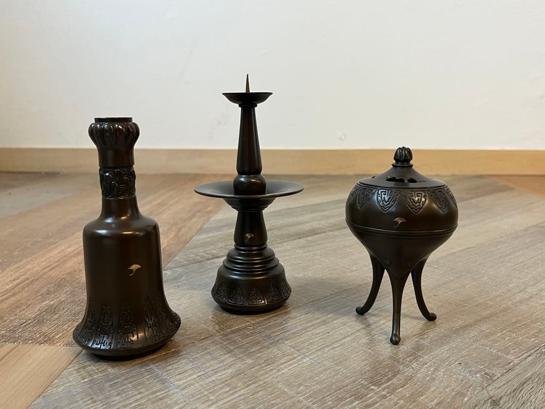 茶道具 今日庵認定 三具足 天目茶碗 天目台 高杯 利休居士御画像掛軸 共箱