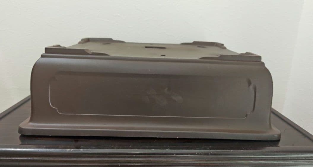 ブラウン長方形盆栽鉢 陶器製 約47cm×36cm×14.5cm　大型