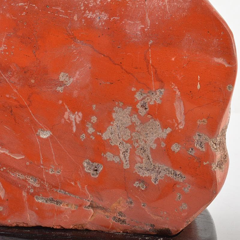 天然石　鑑賞石　佐渡赤玉石　赤石　置物　重さ約2.5㎏　唐木台付　C　R6924