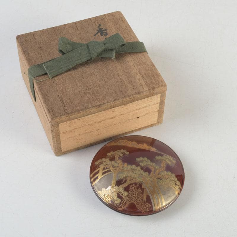茶道具　蒔絵師　宗祥作　住吉蒔絵　香合　共箱　V　9743