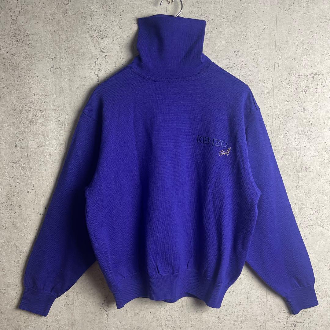 ケンゾー KENZO GOLF タートルネック セーター ニット ウール 刺繍