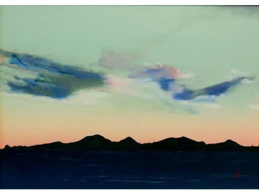 【真作】鎮西直秀「八重山暮色」キャンバス4号油彩