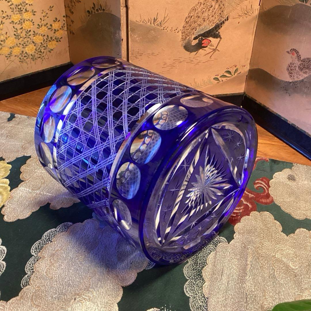 A901 茶道具　色被ガラス　義山　切子　水指