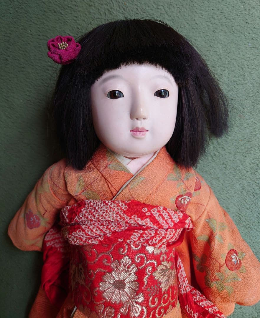 希少 修復済 永徳齋銘 大正期の光龍斎 滝澤義豊 42㎝ 市松人形 アンティーク