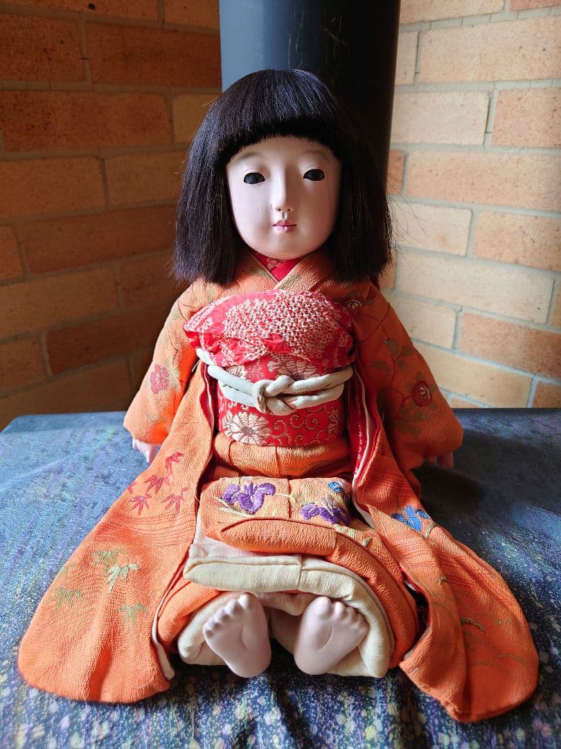 希少 修復済 永徳齋銘 大正期の光龍斎 滝澤義豊 42㎝ 市松人形 アンティーク