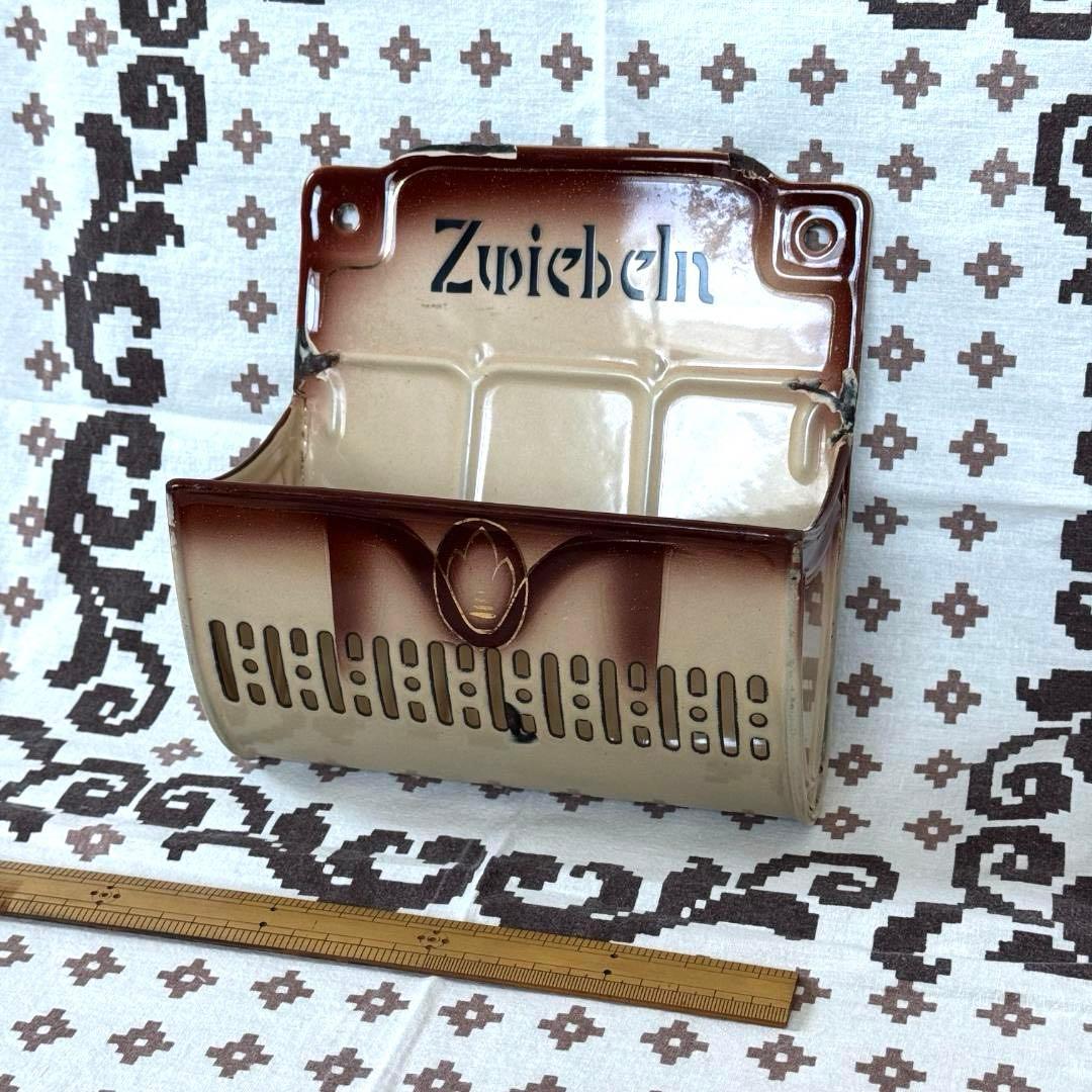 ドイツ　ヴィンテージ　ホーロー　オニオンラック　カップホルダー　アンティーク