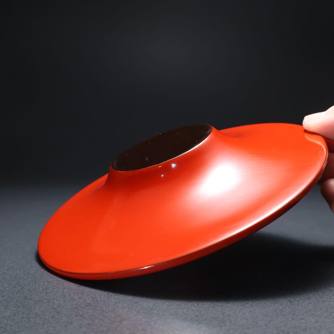 輪島塗　朱塗　茶托5枚　久保田寿光堂　共箱　R1390お12