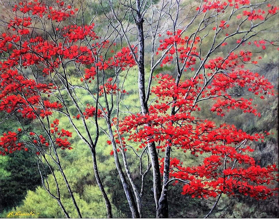 「花貫渓谷の秋」油絵 油彩画 絵画 風景画F30号