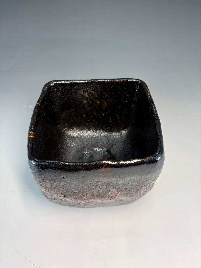 【中古品】吉村楽入造　黒楽茶碗（共箱）USED〈税込•送料込〉　四方　升　節分