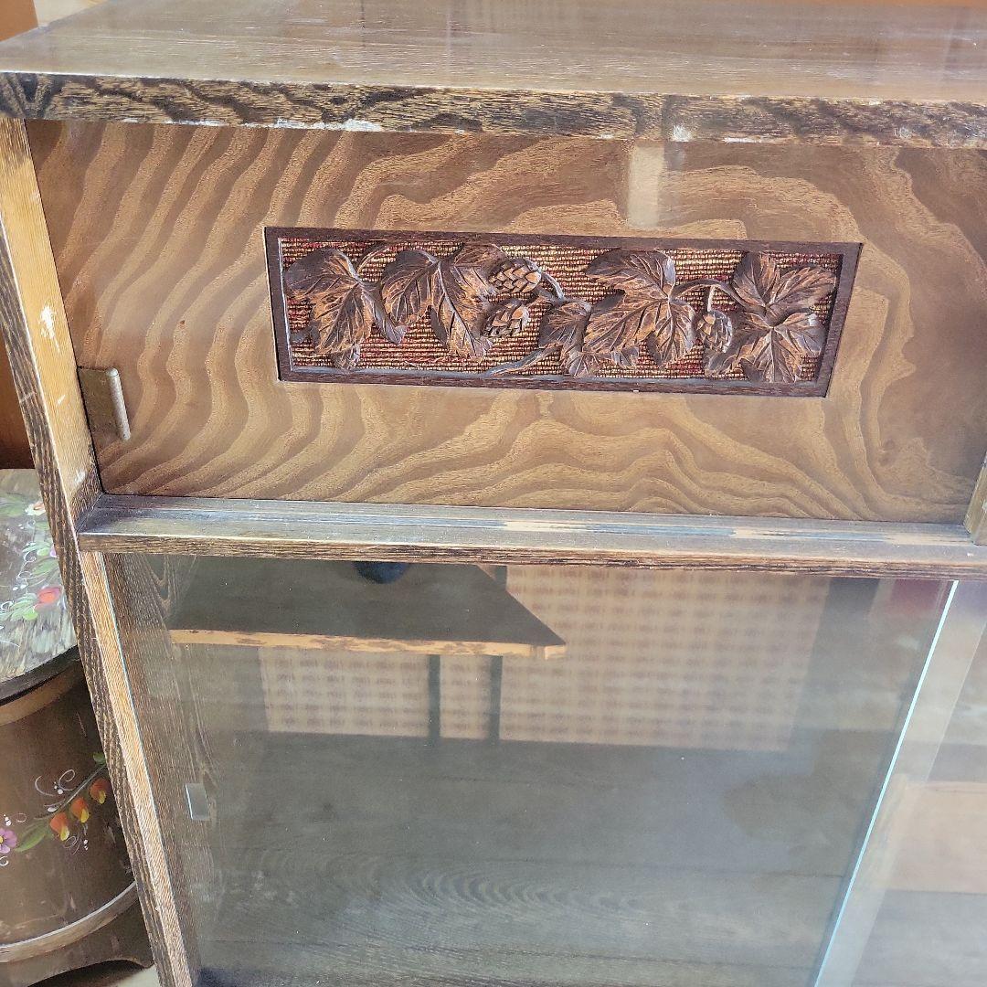【昭和レトロ】茶箪笥 飾り彫り 古家具 アンティーク
