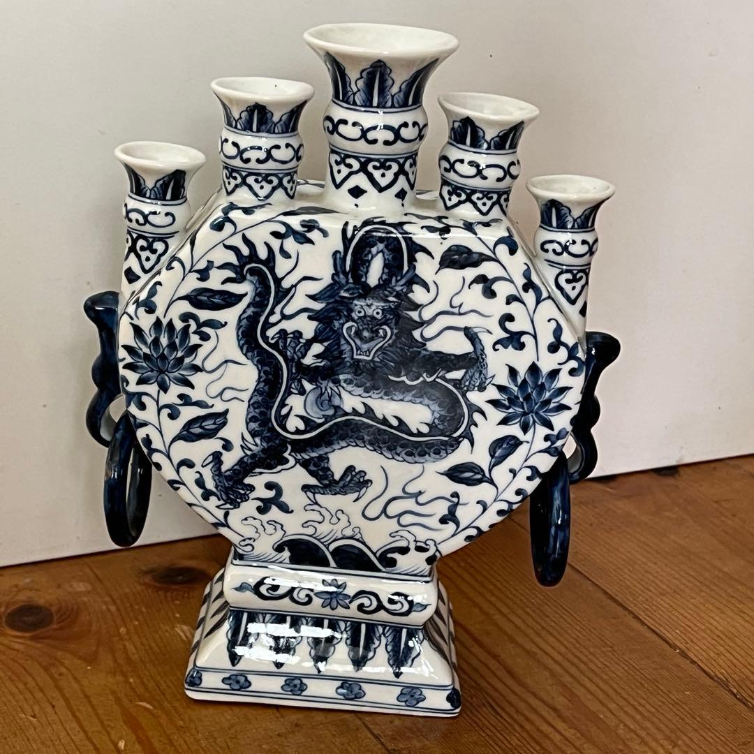 中国大清乾隆年製款 染付 花瓶 陶器 古染付 瓶 花器 飾壷 陶芸