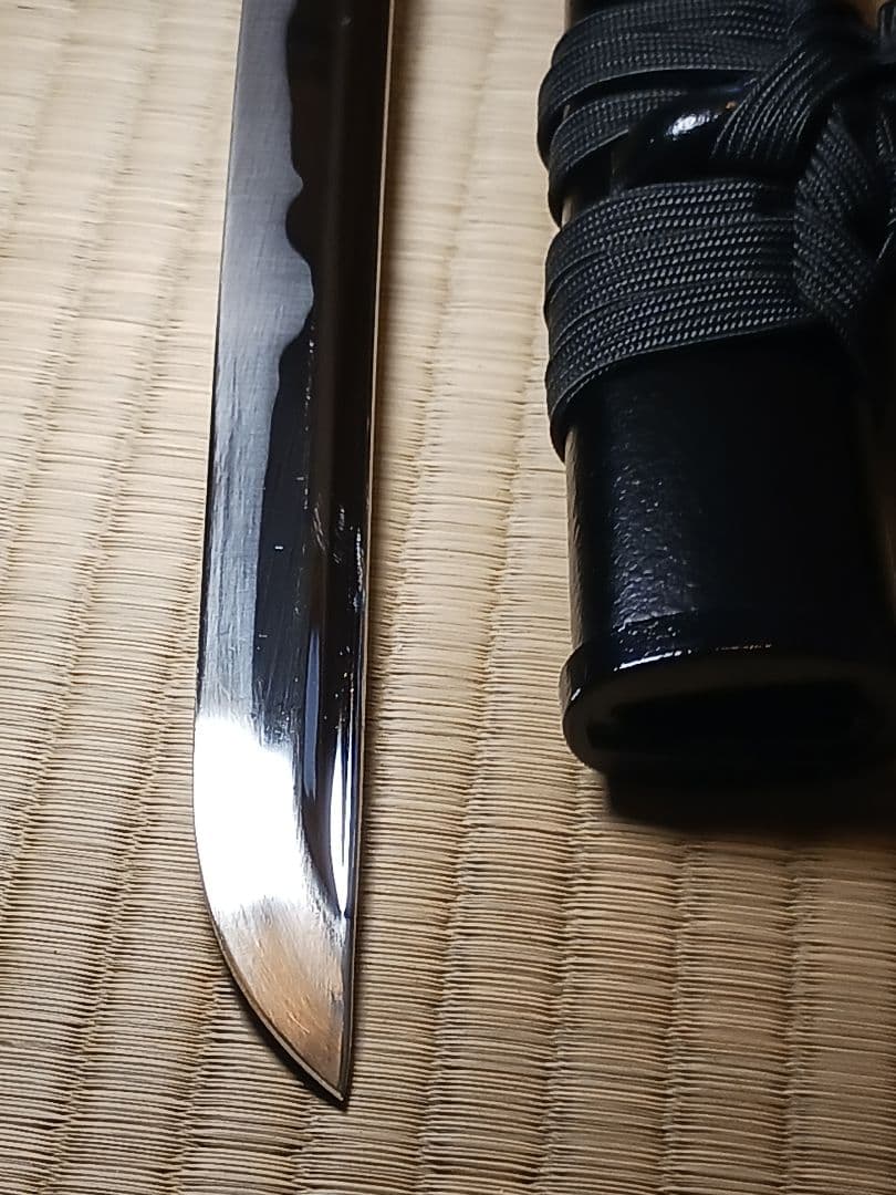 模造刀、新撰組.永倉新八愛刀(播州手柄山氏繁)写し 一貫巻拵、鐔.燻し銀鯉滝登り