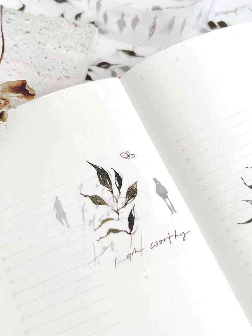 leaves　霧面PETマスキングテープ　マステ